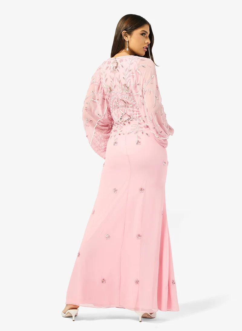 Frock and Frill Embellished Long Sleeve Maxi Dress